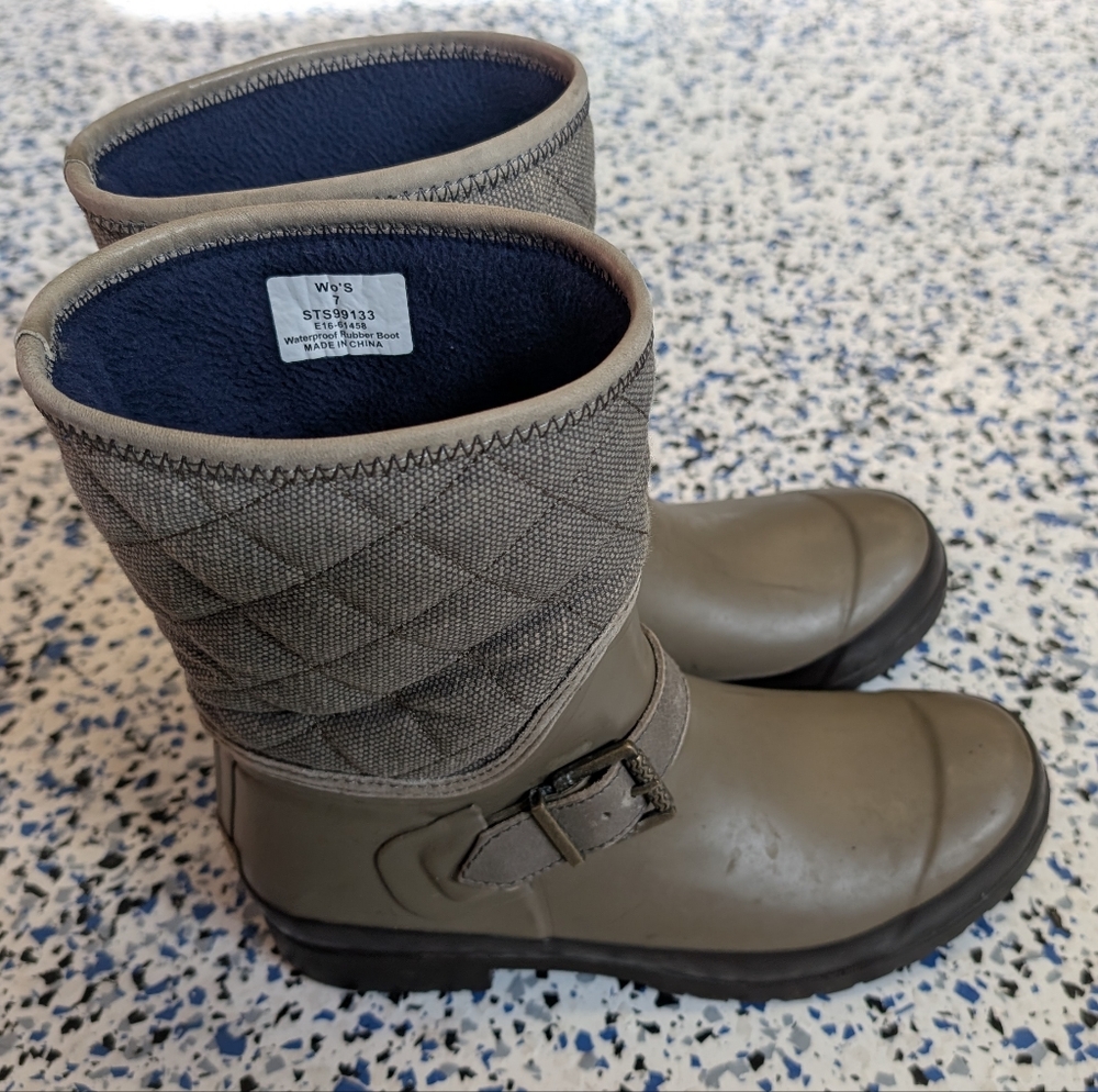 Sperry Top-Sider Gray Quilted Rain Boots